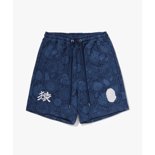 베이프 재패니즈 인디고 아트 카모 릴렉스드 핏 스웨트 쇼츠 M INDIGO