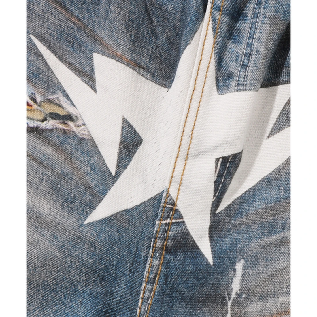 베이프 베이프 스타 페이크 프린트 릴렉스드 핏 쇼츠 M LIGHTINDI 001DSM301306MLIG