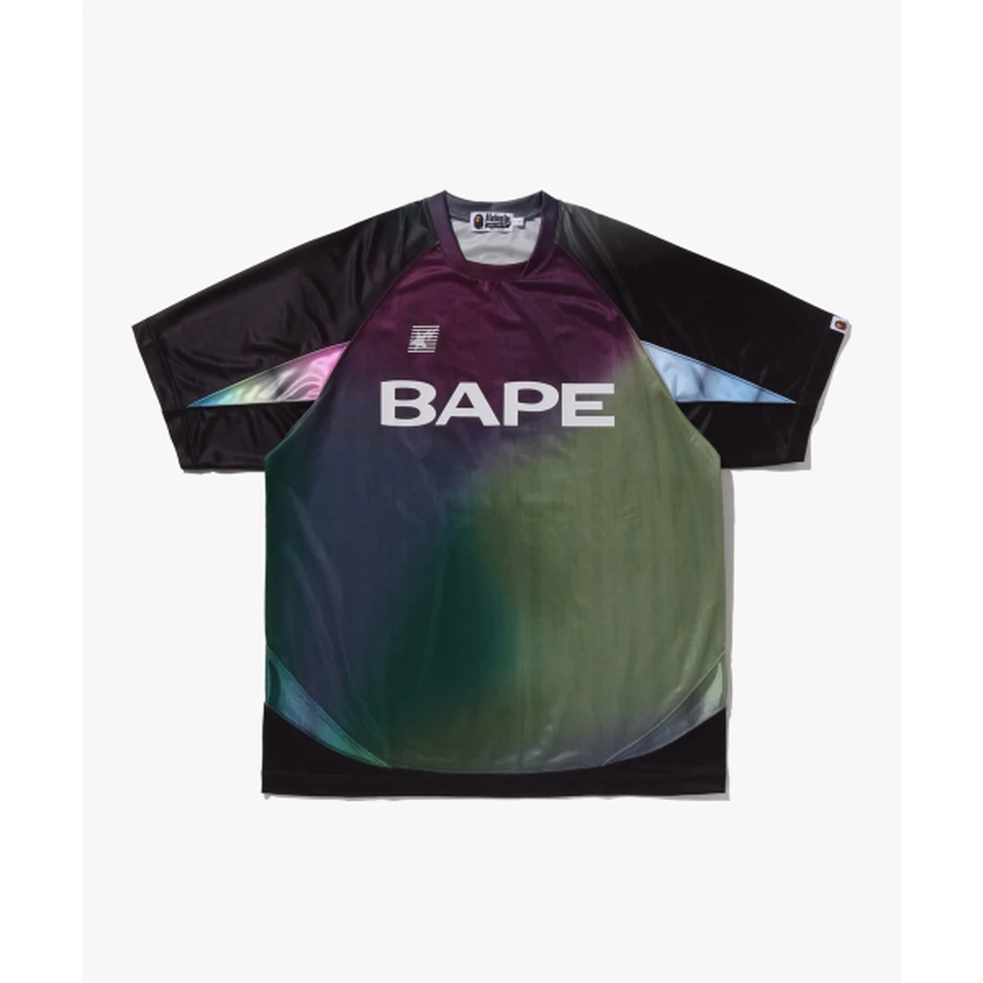 베이프 타이 다이 스타 스트라이프 패턴 릴렉스드 핏 풋볼 저지 티셔츠 M BLACK 001CSM301313MBLK