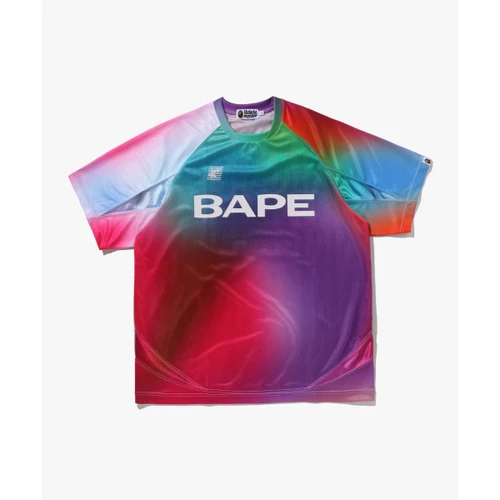 베이프 타이 다이 스타 스트라이프 패턴 릴렉스드 핏 풋볼 저지 티셔츠 M MULTI