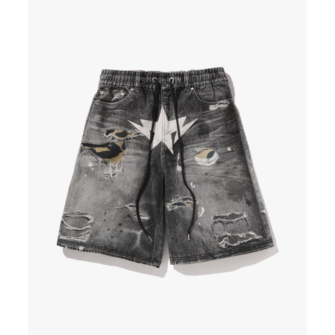 베이프 베이프 스타 페이크 프린트 릴렉스드 핏 쇼츠 M BLACK 001DSM301306MBLK