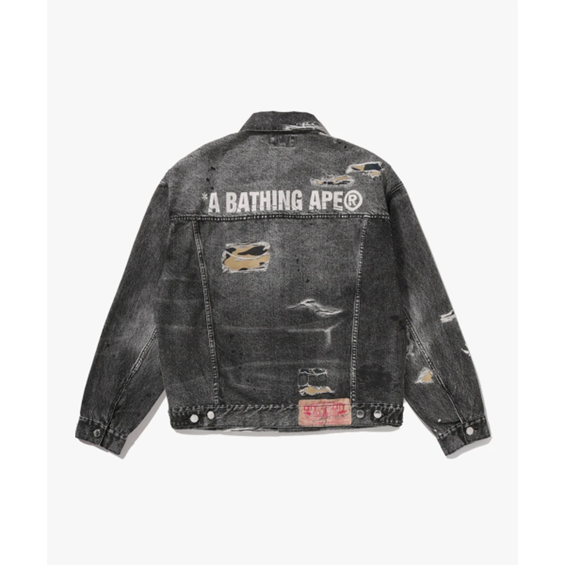 베이프 페이크 프린트 트러커 자켓 M BLACK 001LJM301319MBLK