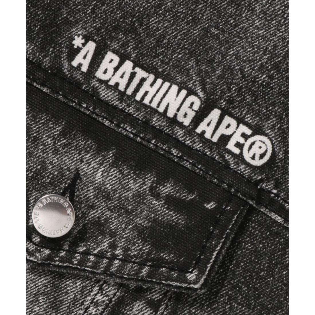 베이프 페이크 프린트 트러커 자켓 M BLACK 001LJM301319MBLK