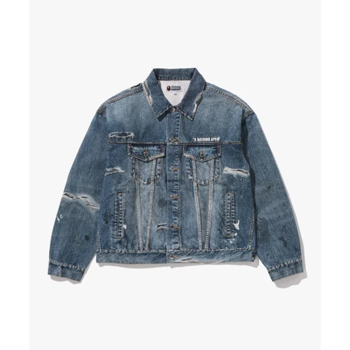 베이프 페이크 프린트 트러커 자켓 M LIGHTINDI