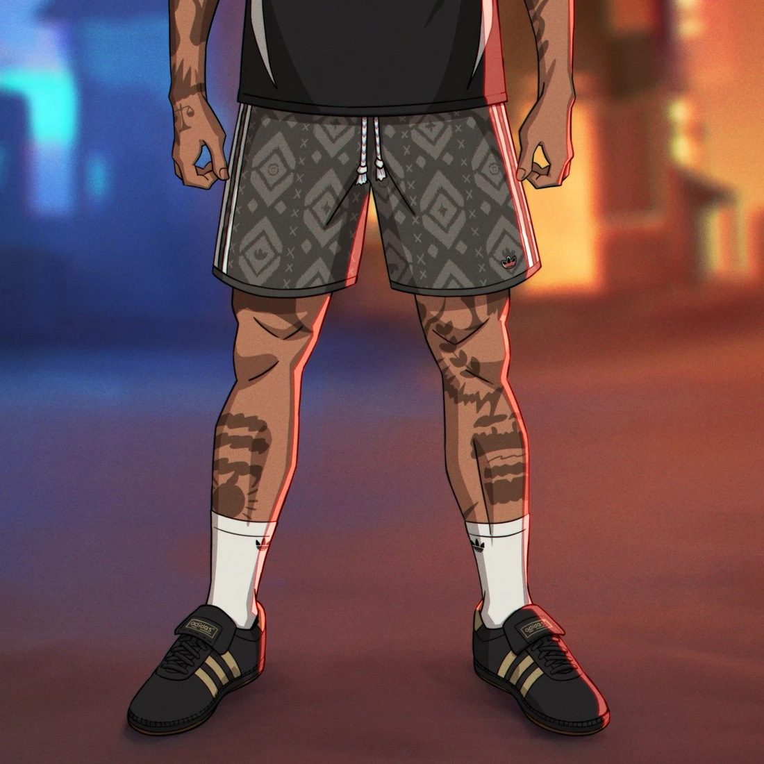 아디다스 x 에디슨 첸 클랏 헤리티지 프린트 쇼츠 카본 - US 사이즈 KE7073