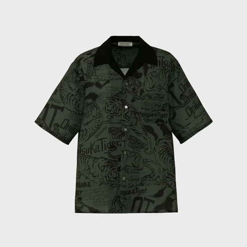 오니츠카 타이거 패턴 프린트 반팔 셔츠