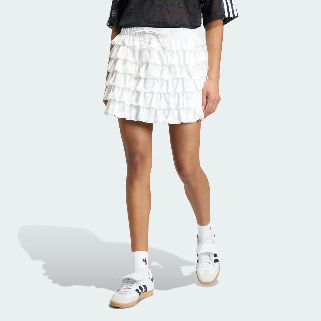 아디다스 레이스 러플 미니 스커트 KC6425