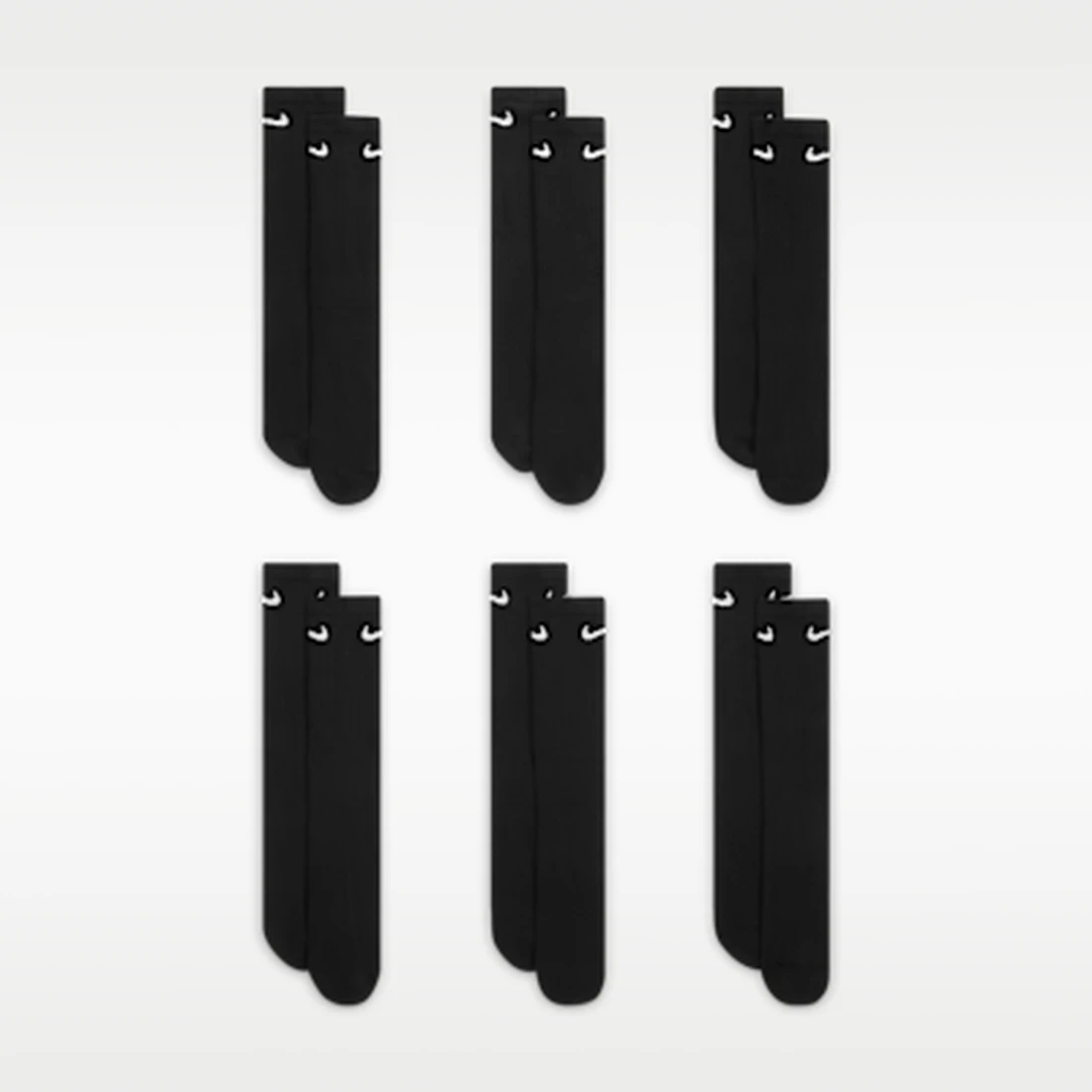 나이키 에브리데이 쿠션드 트레이닝 크루 삭스 블랙 화이트 (6개입/국내 정식 발매 제품) SX7666-010