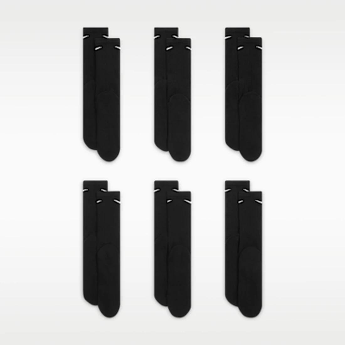 나이키 에브리데이 쿠션드 트레이닝 크루 삭스 블랙 화이트 (6개입/국내 정식 발매 제품) SX7666-010