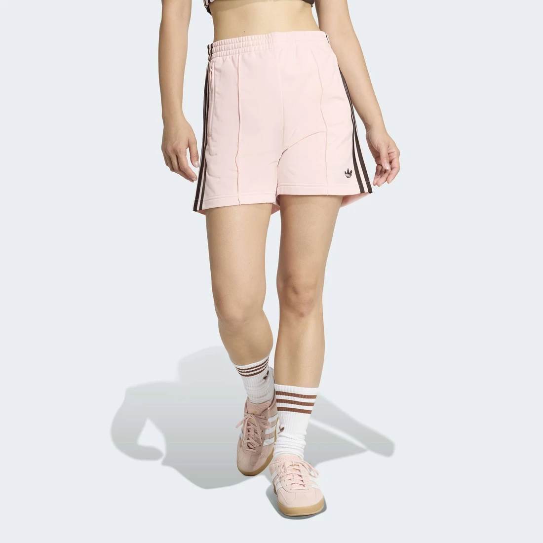 아디다스 파이어버드 클래식 쇼츠 샌디 핑크 오로라 커피 - US 사이즈 우먼스 KD3671