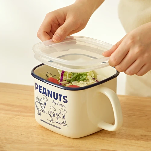 에지리 스누피와 형제들 법랑 사각저그 1.5L