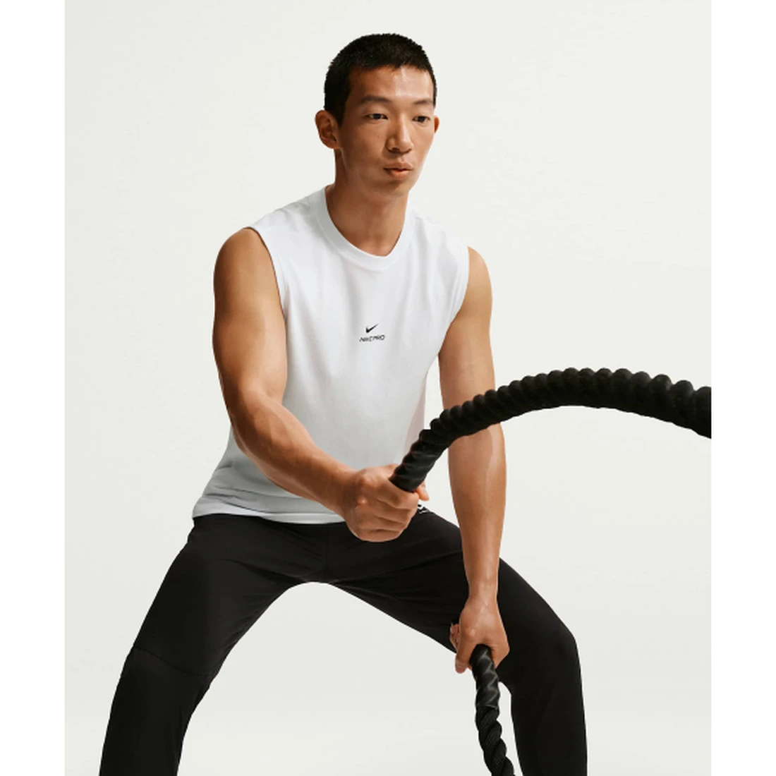 나이키 프로 민소매 트레이닝 탑 M 화이트 블랙 IM4900-100