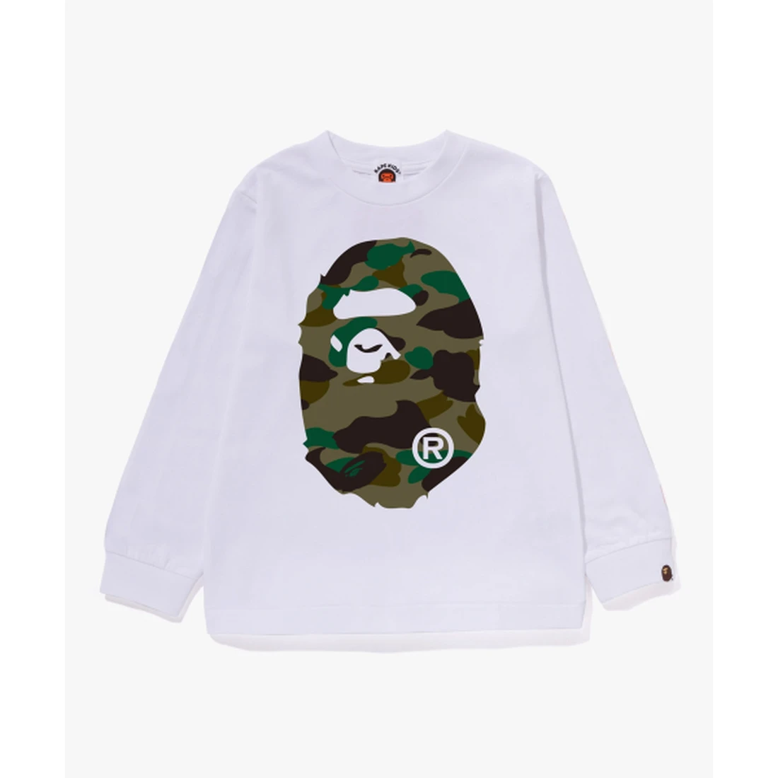 베이프 퍼스트 카모 빅 에이프 헤드 롱슬리브 티셔츠(KIDS) WHITE / GREEN 001LTM303015-WH0
