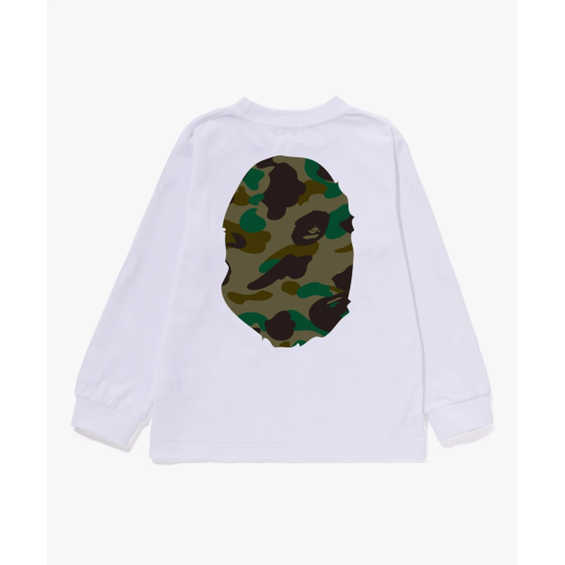 베이프 퍼스트 카모 빅 에이프 헤드 롱슬리브 티셔츠(KIDS) WHITE / GREEN 001LTM303015-WH0