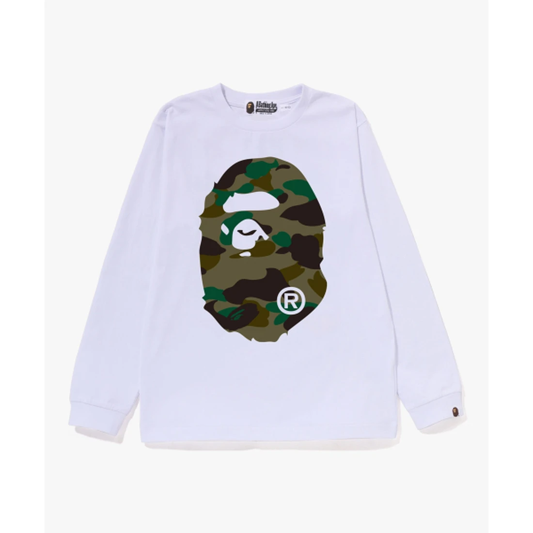 베이프 퍼스트 카모 빅 에이프 헤드 롱슬리브 티셔츠(JR) WHITE / GREEN 001LTM306015-WH0