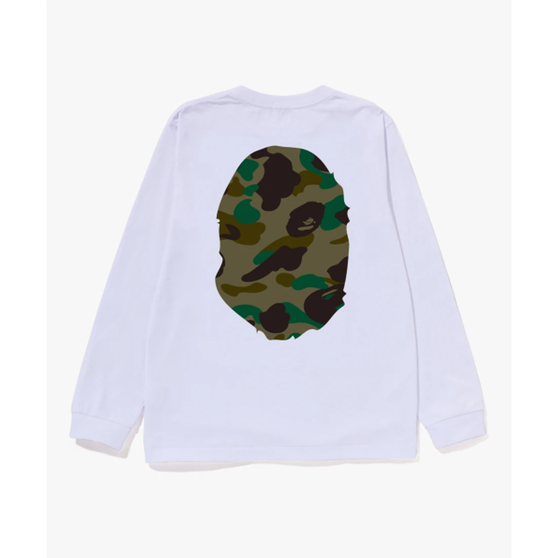 베이프 퍼스트 카모 빅 에이프 헤드 롱슬리브 티셔츠(JR) WHITE / GREEN 001LTM306015-WH0