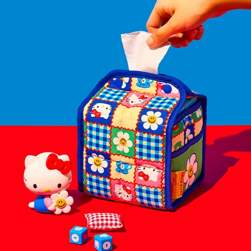 헬로키티 & 위글위글 미니 티슈 커버-Quilting Check Garden