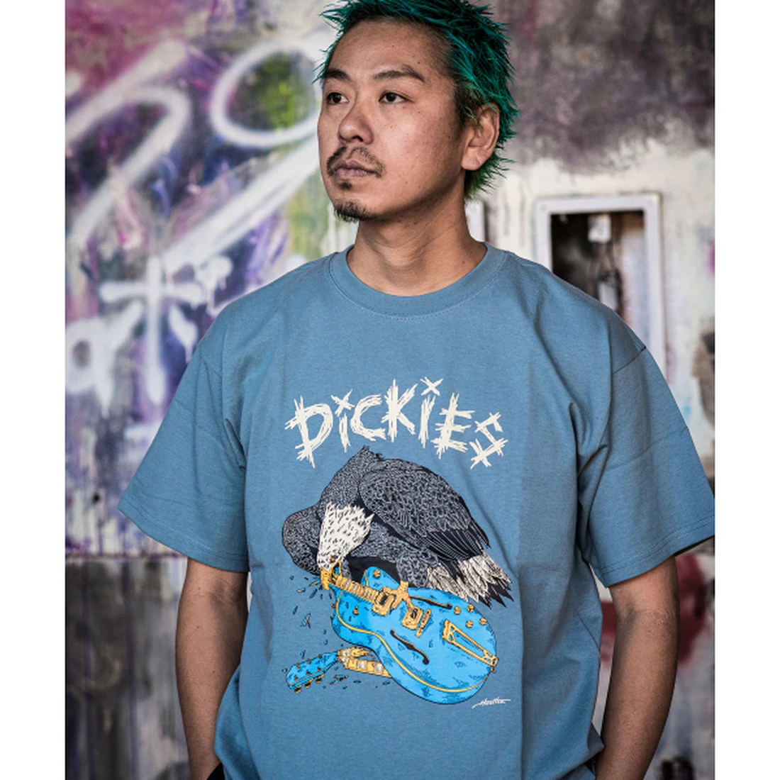 디키즈 X Hirotton 이글 티셔츠 더스티 블루 DK0A8DQN0DL