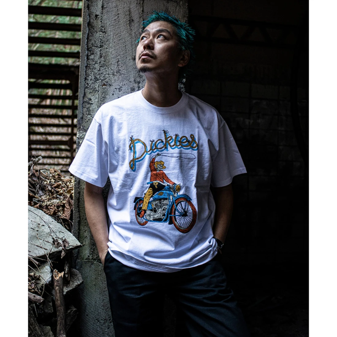 디키즈 X Hirotton 바이크 티셔츠 화이트 DK0A8D6YC4D