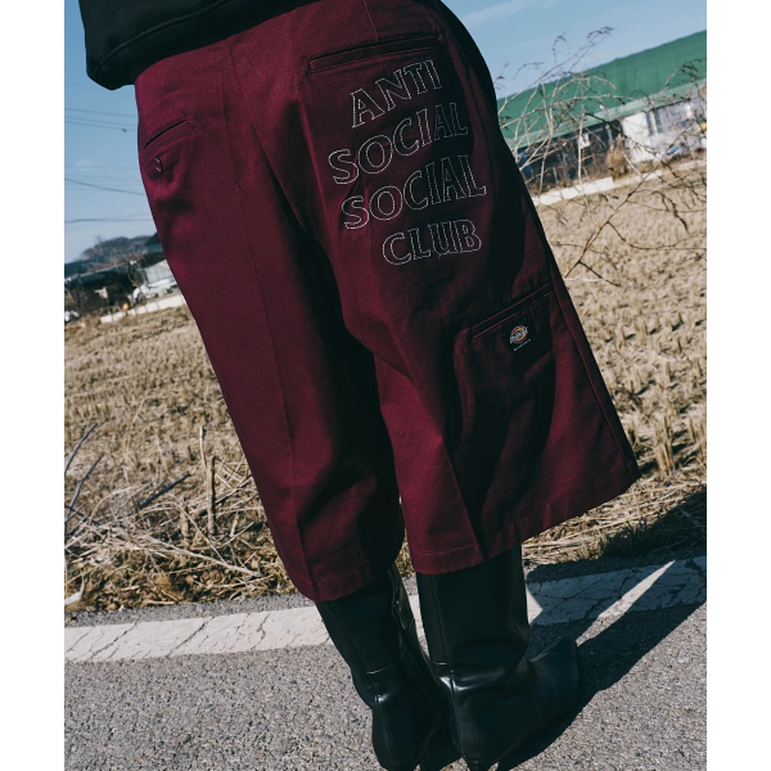 디키즈 X ASSC 워크 쇼츠 버건디 ASSCDKPN02BU