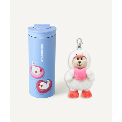 스타벅스 젤리덕 블루 텀블러 355ml & 베어리스타 키체인 세트