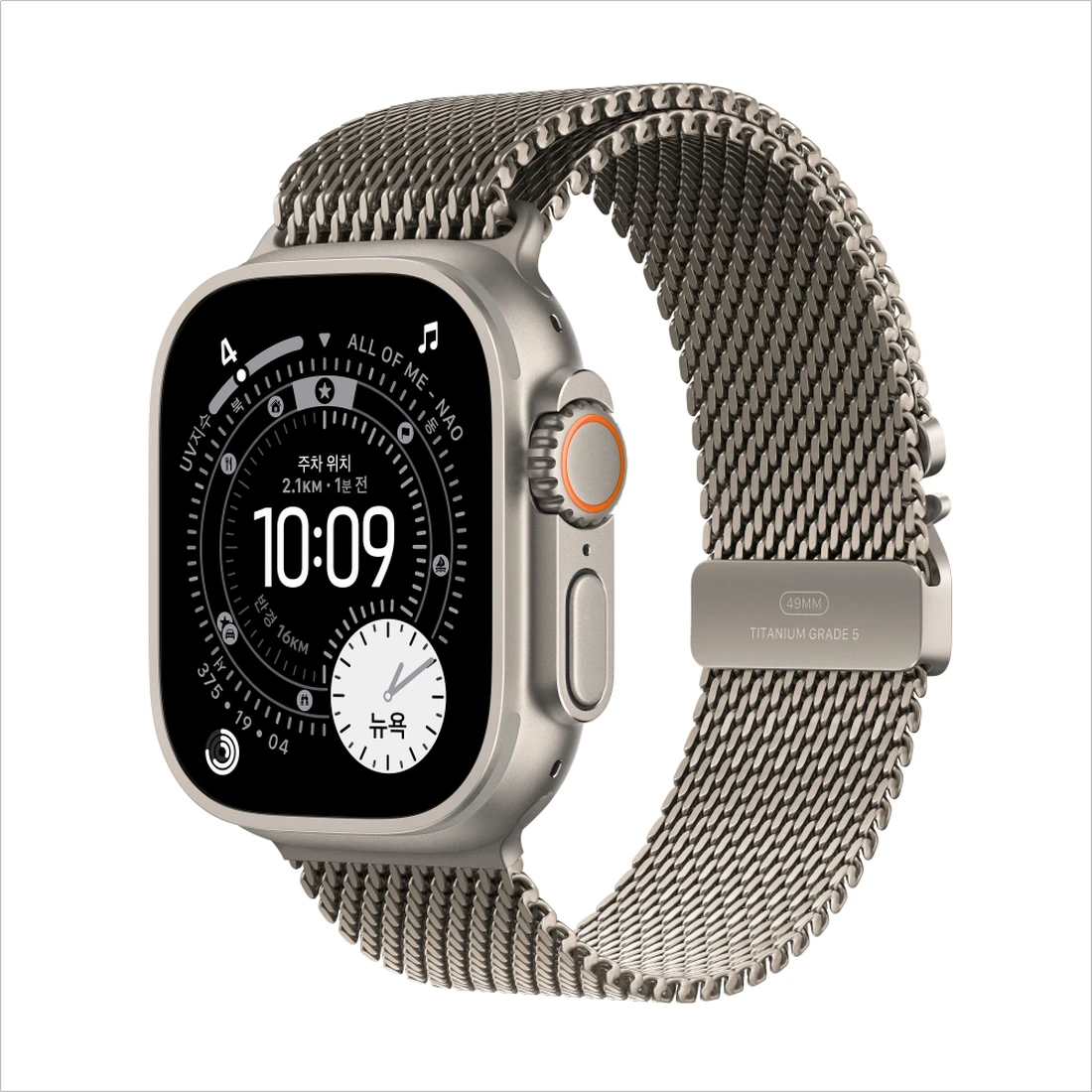 애플 워치 울트라 3 49mm 내츄럴 티타늄 케이스 M 밀레니즈 루프 내츄럴 (국내 정식 발매 제품) MEWY4KH/A