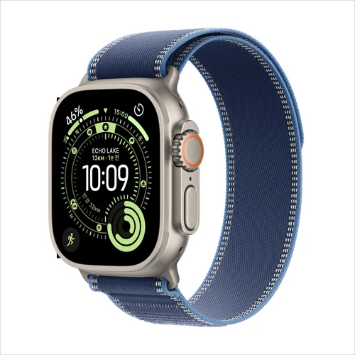 애플 워치 울트라 3 49mm 내츄럴 티타늄 케이스 M/L 트레일 루프 블루 브라이트 블루 (국내 정식 발매 제품)