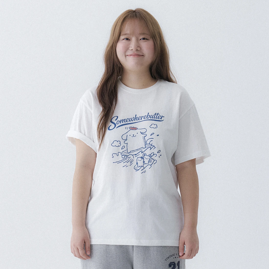 산리오 서머 폼폼푸린 오버핏 탑 - 아이보리 3983204