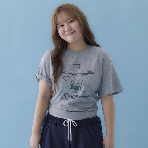 산리오 서머 포차코 오버핏 탑 - 그레이
