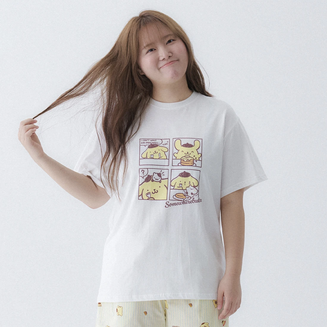 산리오 카툰 폼폼푸린 오버핏 탑 - 아이보리 3983209
