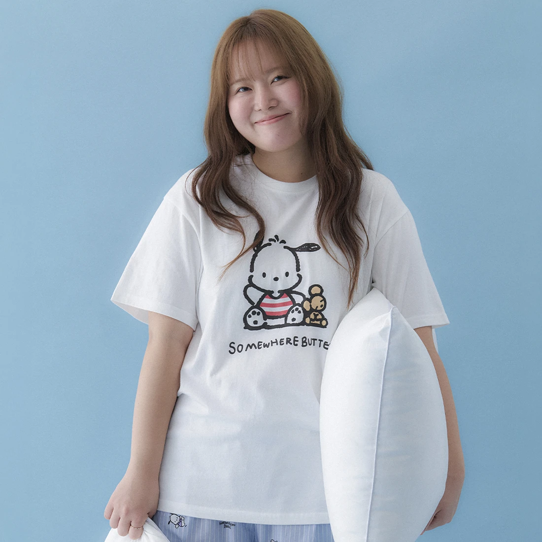 산리오 포차코 오버핏 탑 - 아이보리 3983217