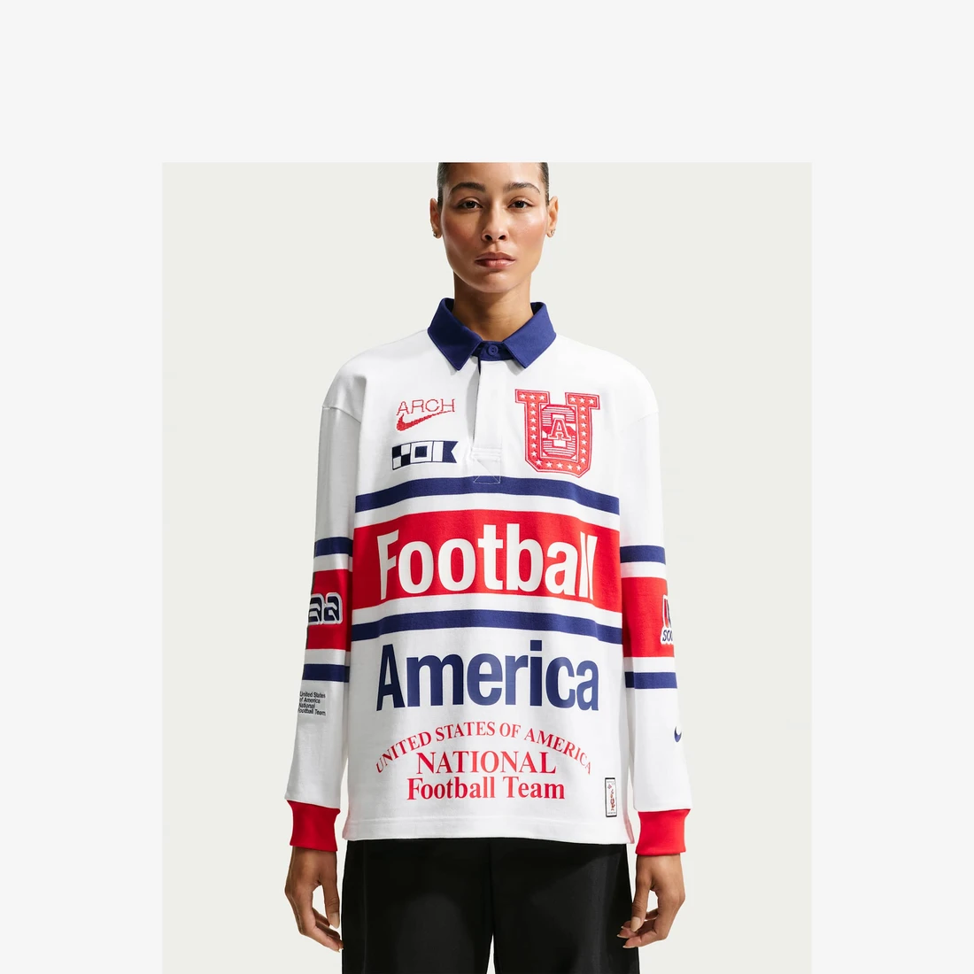 나이키 x 버질 아블로 아카이브 USA 롱슬리브 럭비 탑 화이트 (IM3227-100) IM3227-100
