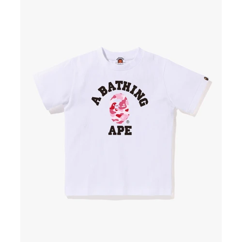 베이프 ABC 카모 콜리지 티셔츠(Kids) WHITE/PINK