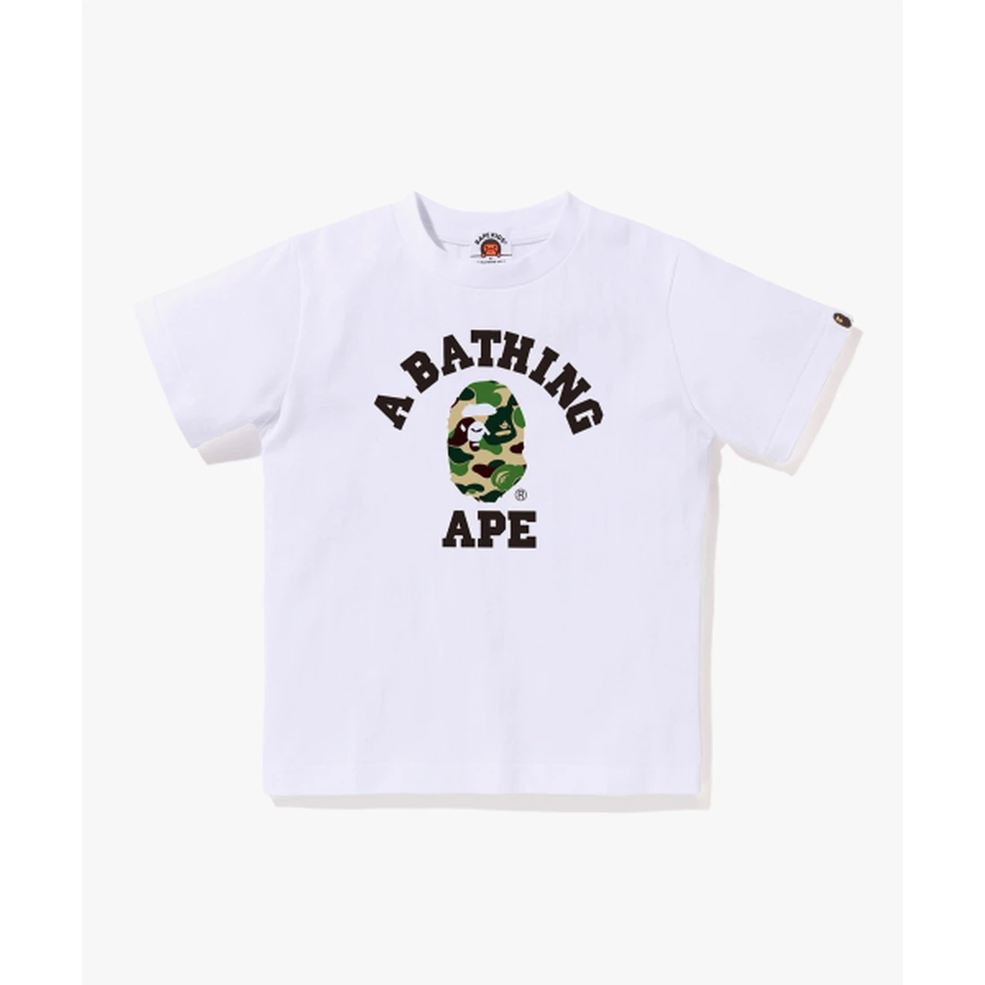 베이프 ABC 카모 콜리지 티셔츠(Kids) WHITE/GREEN 001TEM303004WH0