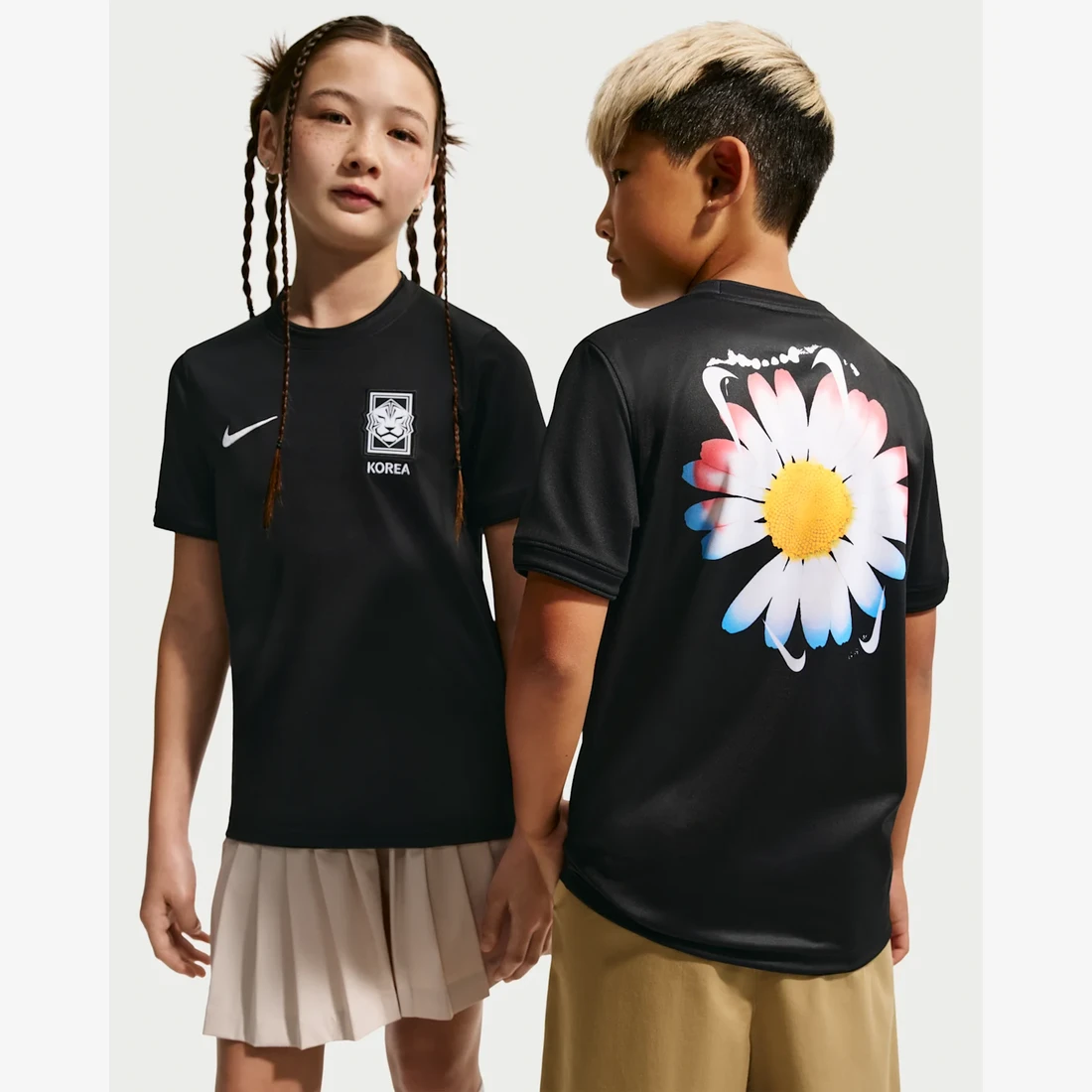 나이키 x 피스마이너스원 대한민국 숏슬리브 사커 탑 블랙 화이트 (IO8140-010) 키즈 IO8140-010