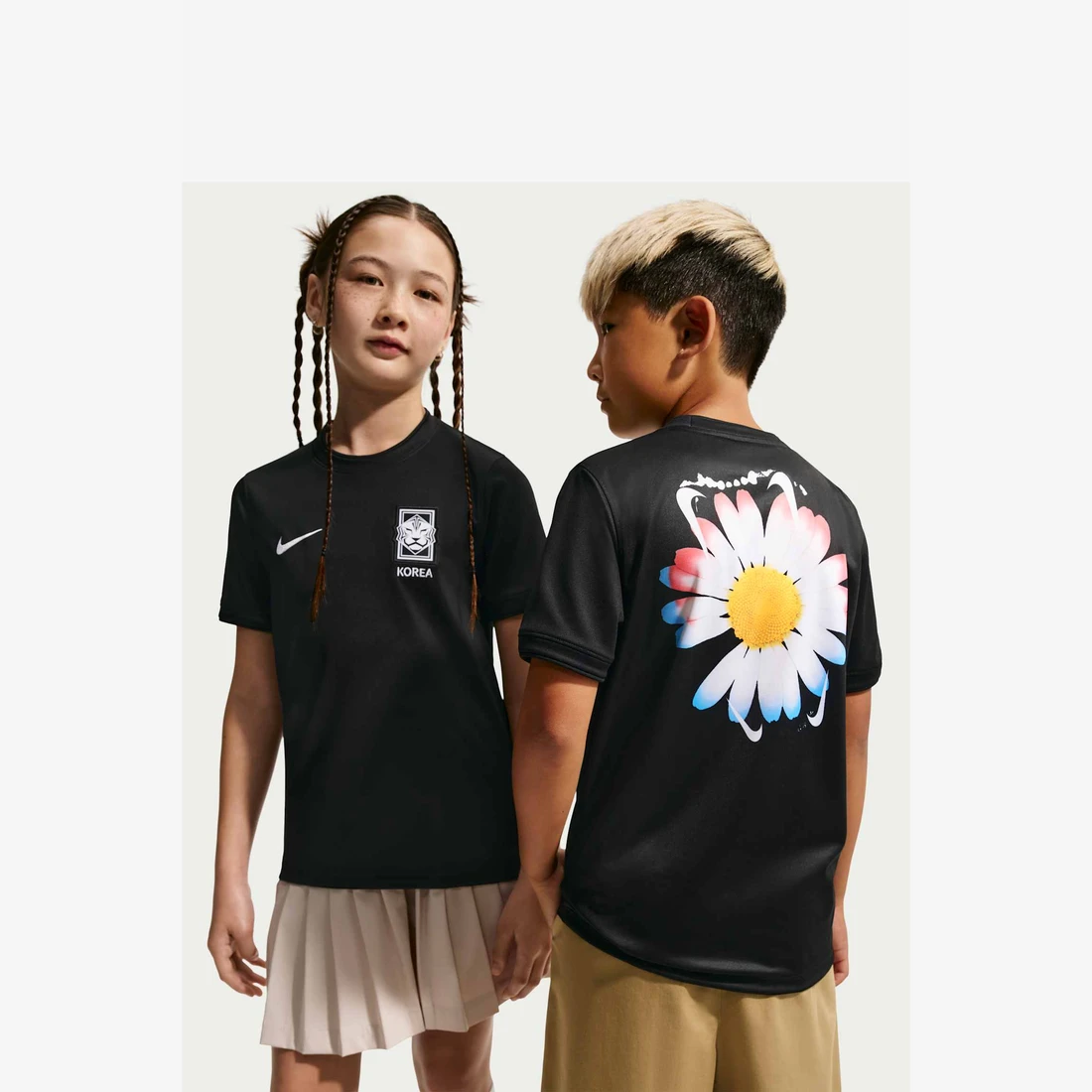 나이키 x 피스마이너스원 대한민국 숏슬리브 사커 탑 블랙 화이트 (IO8140-010) 키즈 IO8140-010