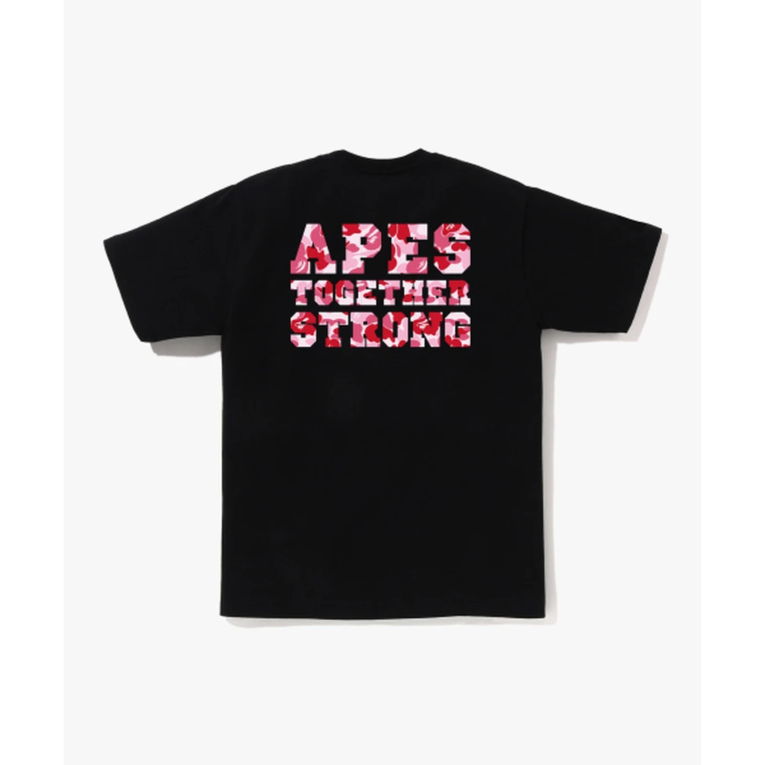 베이프 ABC 카모 콜리지 ATS 티셔츠 M 블랙 / 핑크 001TEM301010BKG