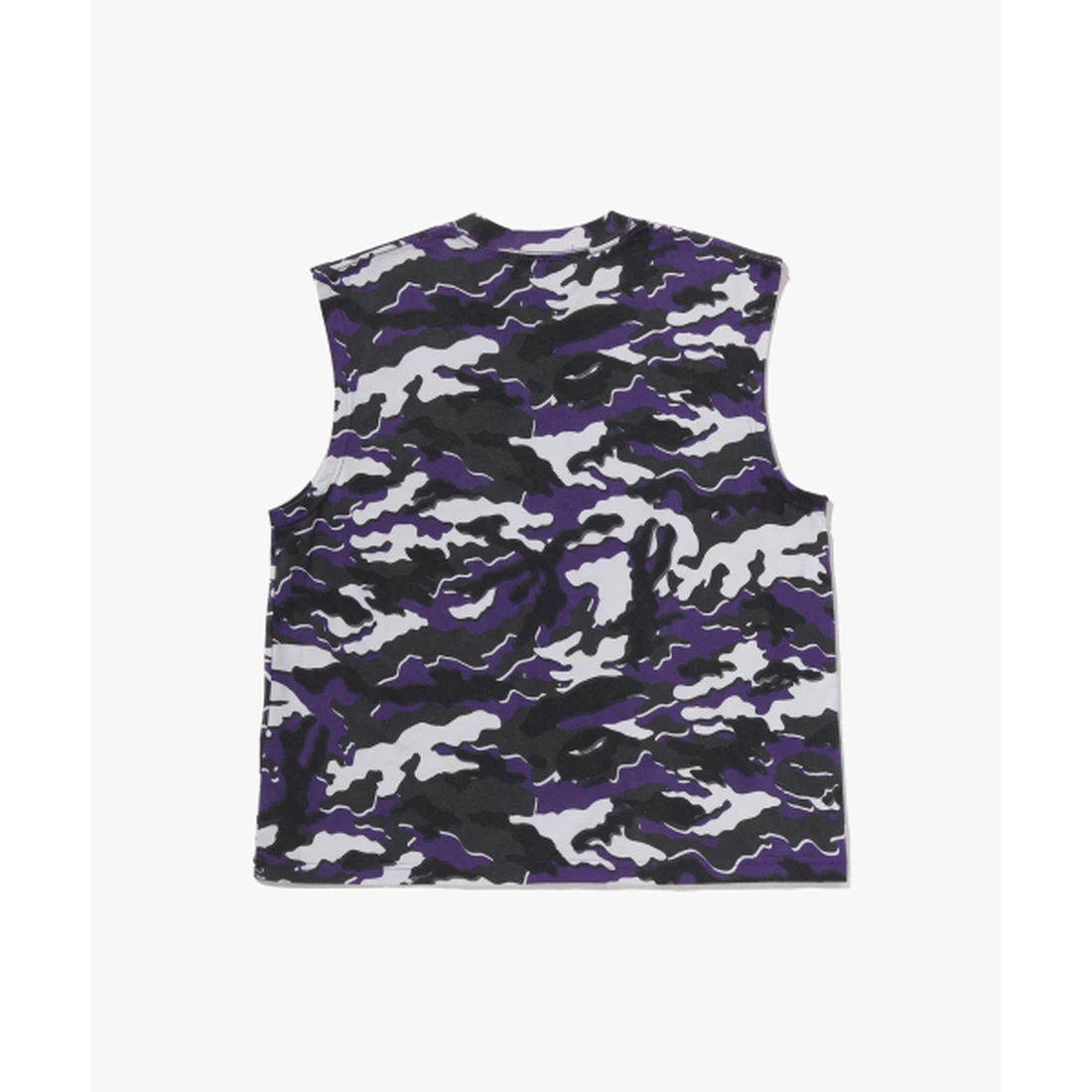 베이프 글리치 우드랜드 카모 헤비 워시 BATHING APE 크롭 핏 나시 M 퍼플 001VTM301301PUR