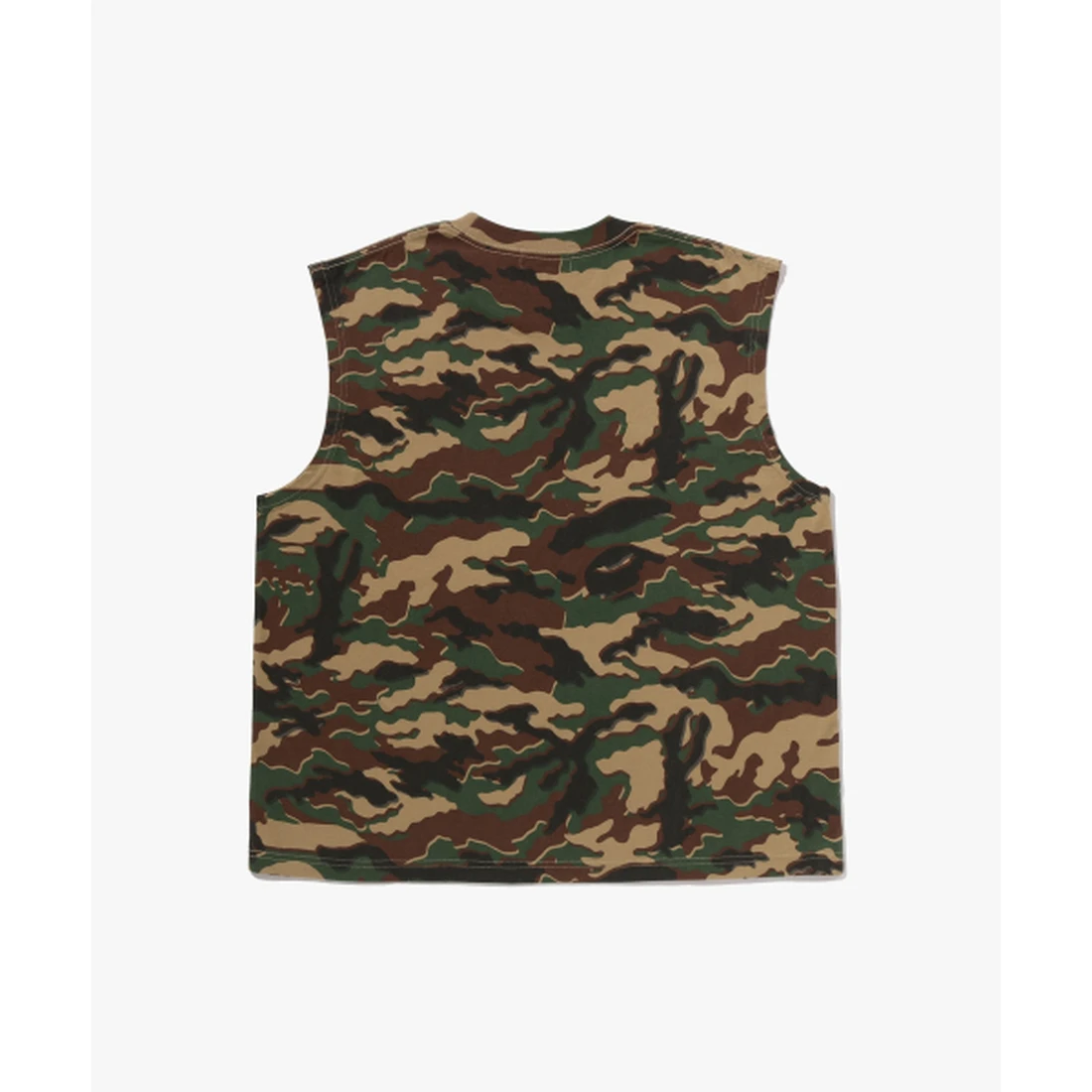베이프 글리치 우드랜드 카모 헤비 워시 BATHING APE 크롭 핏 나시 M 그린 001VTM301301GRN
