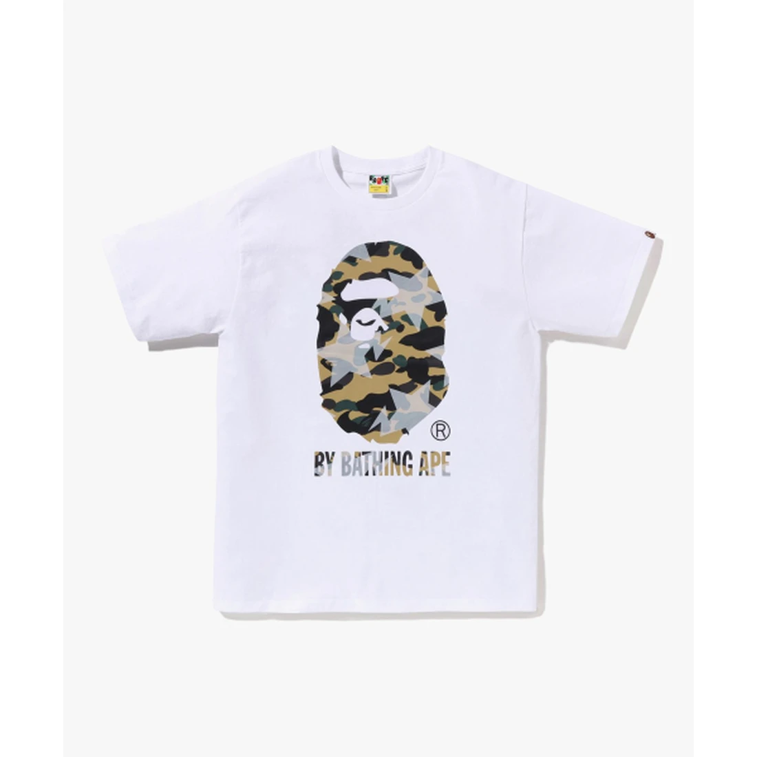베이프 스타 오버 프린트 퍼스트 카모 BY BATHING APE TEE M 화이트 / 옐로우 001TEM301023WHD