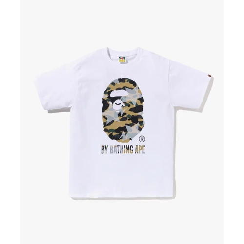베이프 스타 오버 프린트 퍼스트 카모 BY BATHING APE TEE M 화이트 / 옐로우