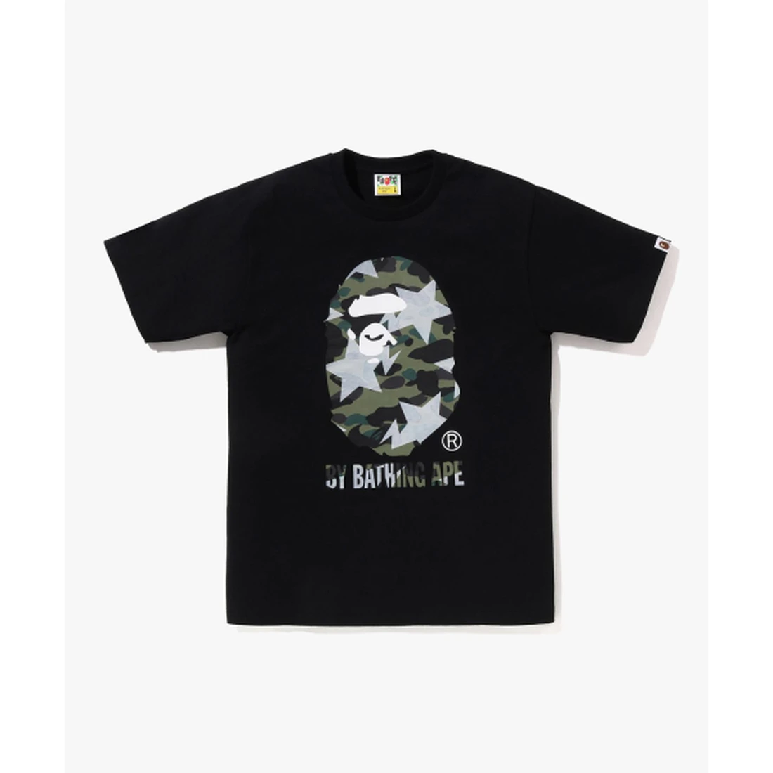 베이프 스타 오버 프린트 퍼스트 카모 BY BATHING APE TEE M 블랙 / 그린 001TEM301023BK0