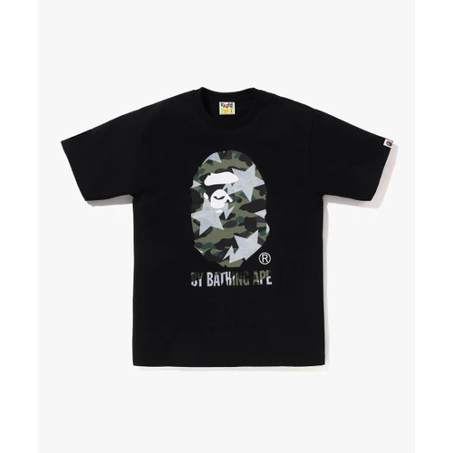 베이프 스타 오버 프린트 퍼스트 카모 BY BATHING APE TEE M 블랙 / 그린