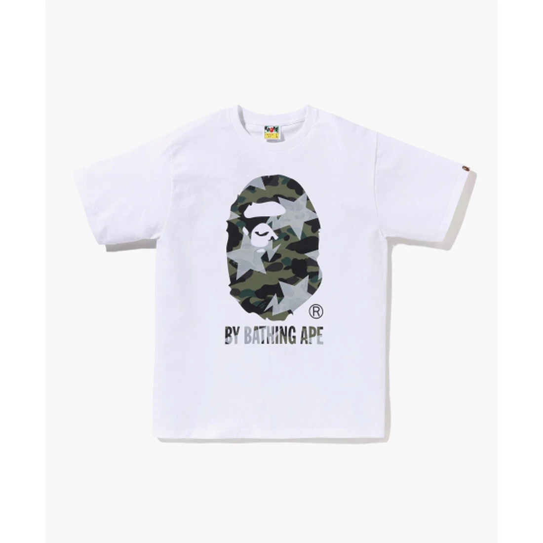 베이프 스타 오버 프린트 퍼스트 카모 BY BATHING APE TEE M 화이트 / 그린 001TEM301023WH0