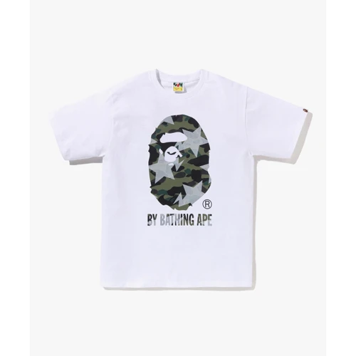 베이프 스타 오버 프린트 퍼스트 카모 BY BATHING APE TEE M 화이트 / 그린