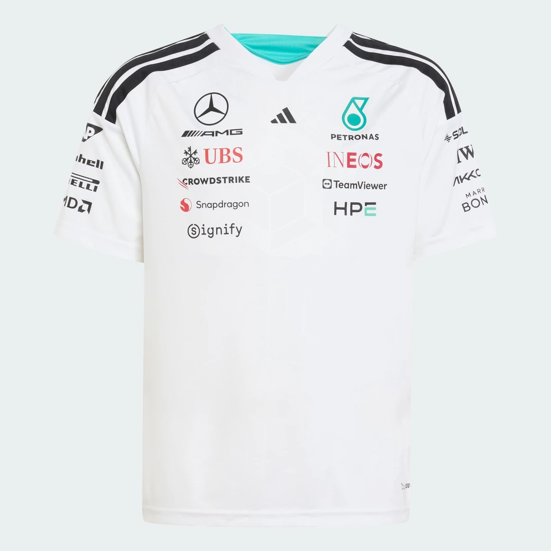 아디다스 x 메르세데스 AMG 페트로나스 F1 팀 드라이버 저지 화이트 - KR 사이즈 (논 마킹 버전) 키즈 KF0164