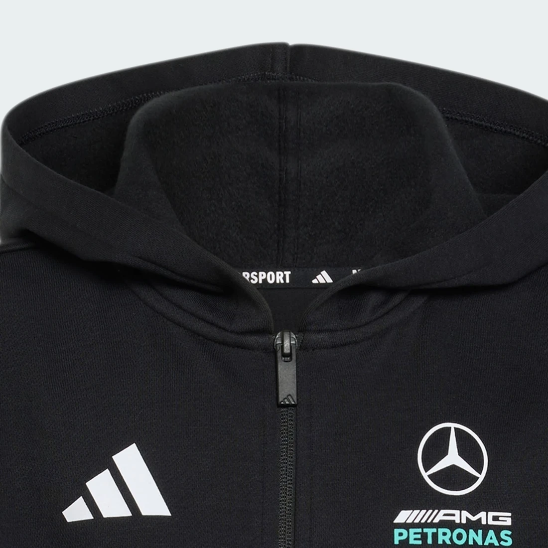 아디다스 x 메르세데스 AMG 페트로나스 F1 팀 DNA 풀집 후드 블랙 세미 민트 러쉬 - KR 사이즈 (논 마킹 버전) 키즈 KE5919