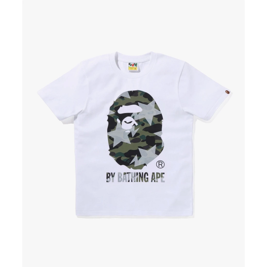 베이프 스타 오버 프린트 퍼스트 카모 BY BATHING APE TEE W 화이트 / 그린 001TEM302023WH0