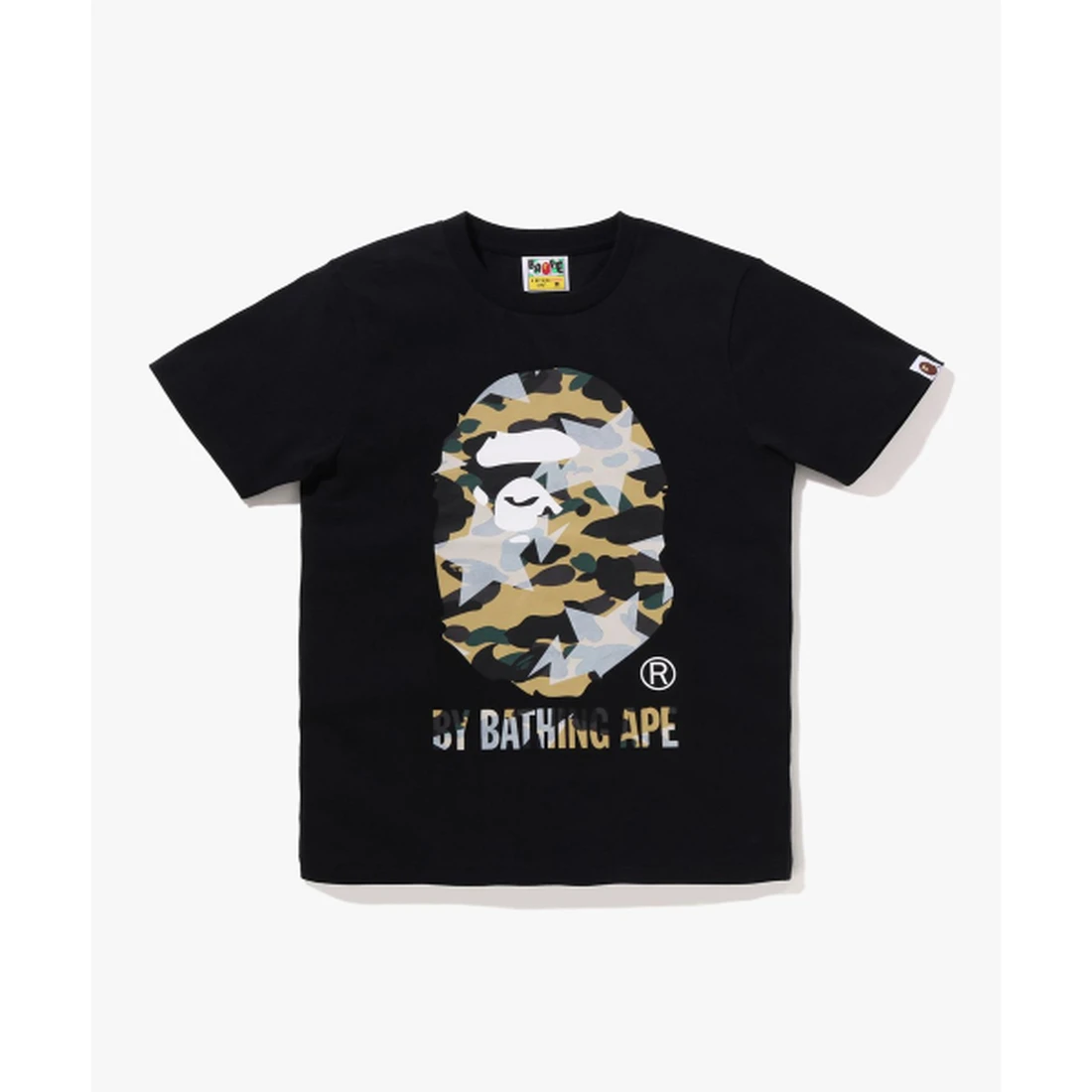 베이프 스타 오버 프린트 퍼스트 카모 BY BATHING APE TEE W 블랙 / 옐로우 001TEM302023BKD