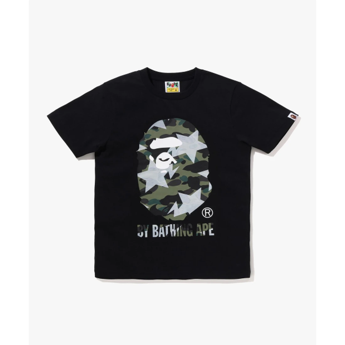 베이프 스타 오버 프린트 퍼스트 카모 BY BATHING APE TEE W 블랙 / 그린 001TEM302023BK0